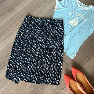 Anthropologie Maeve Debra Faux Wrap Knit Pencil Skirt Confetti Blue 12